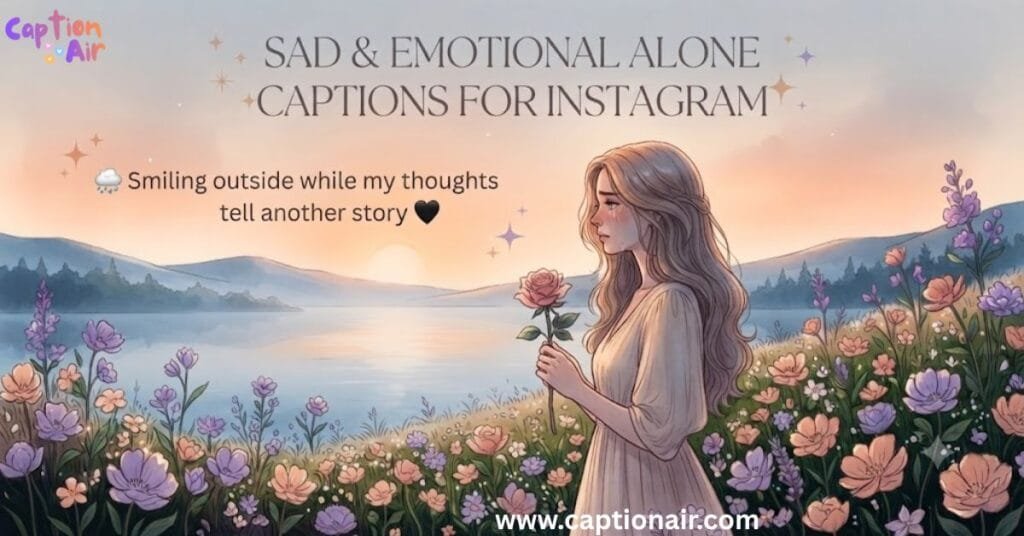 Introvert Alone Captions: Introvert sitting alone beside a peaceful mountain lake