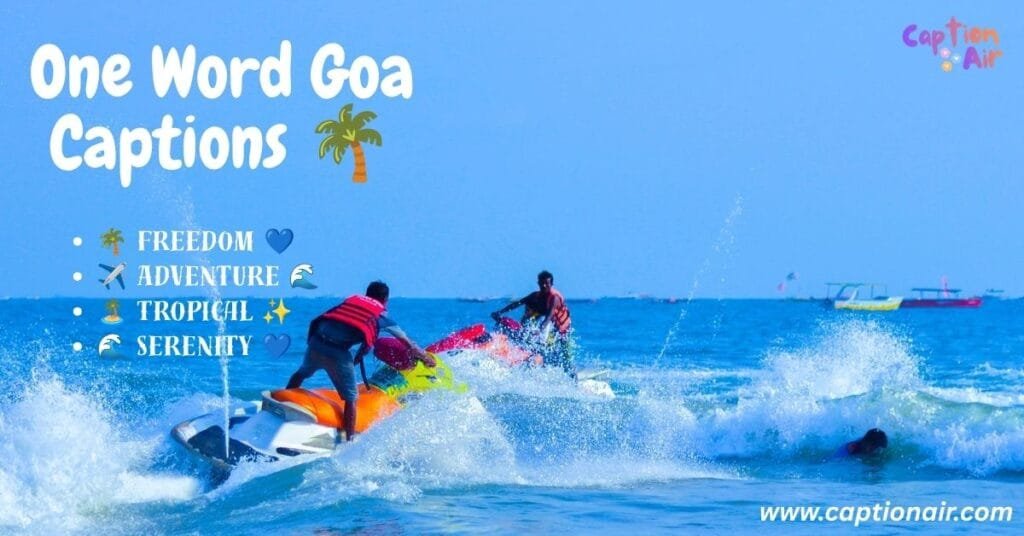 One word Goa captions for Instagram with palm tree beach view